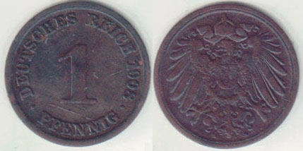 1908 A Germany 1 Pfennig A008305